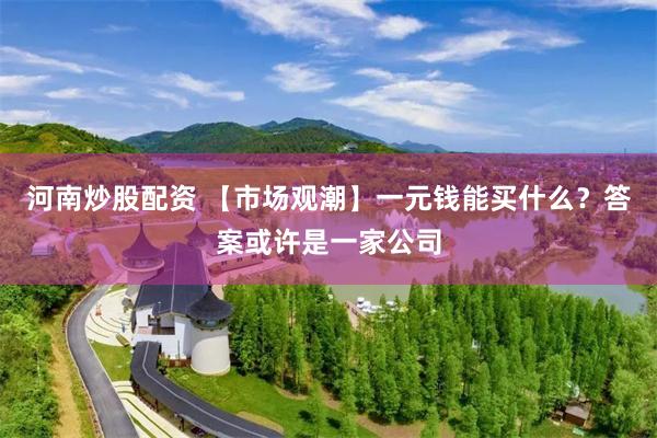 河南炒股配资 【市场观潮】一元钱能买什么？答案或许是一家公司